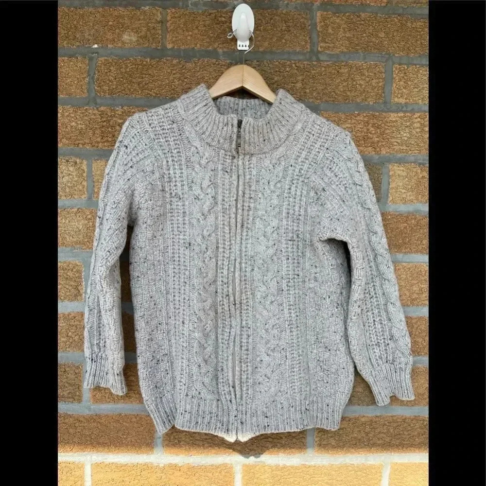 Aran crafts Zip Cable merino wool sweater